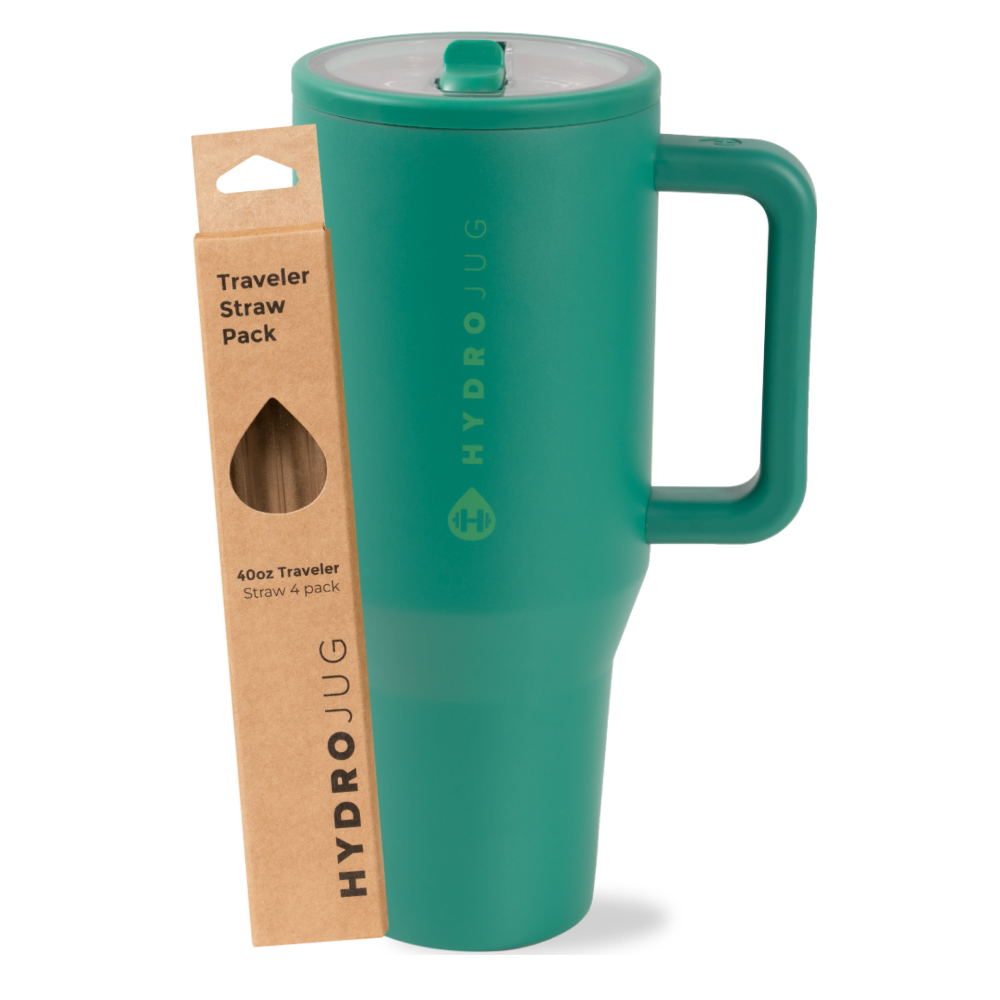 Kelly Green Traveler 40oz + Replacement Straw Pack